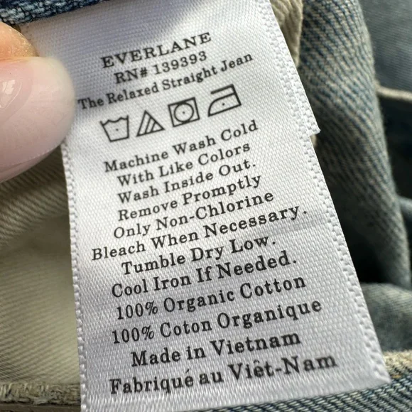 NWT EVERLANE SIZE 33 The Relaxed Straight Fit leg Organic Cotton Jeans - Picture 8 of 8
